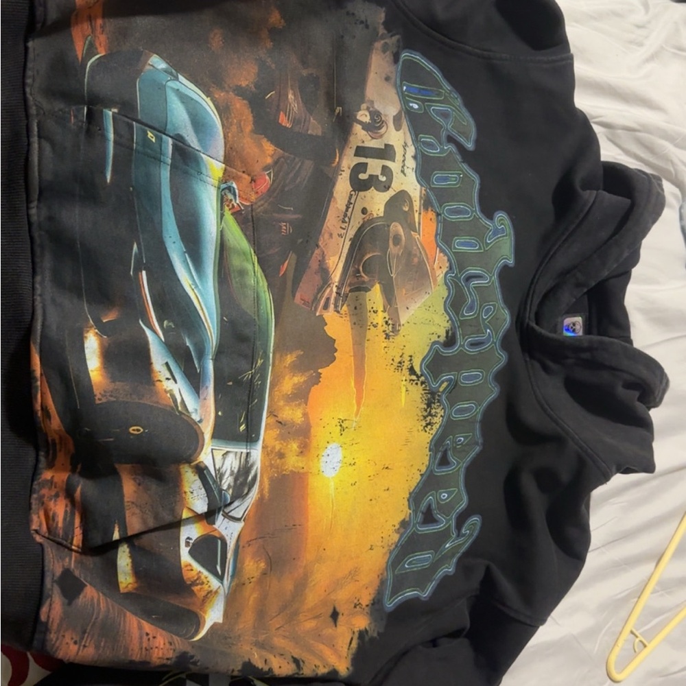 Black Graphic Hoodie with Car Design